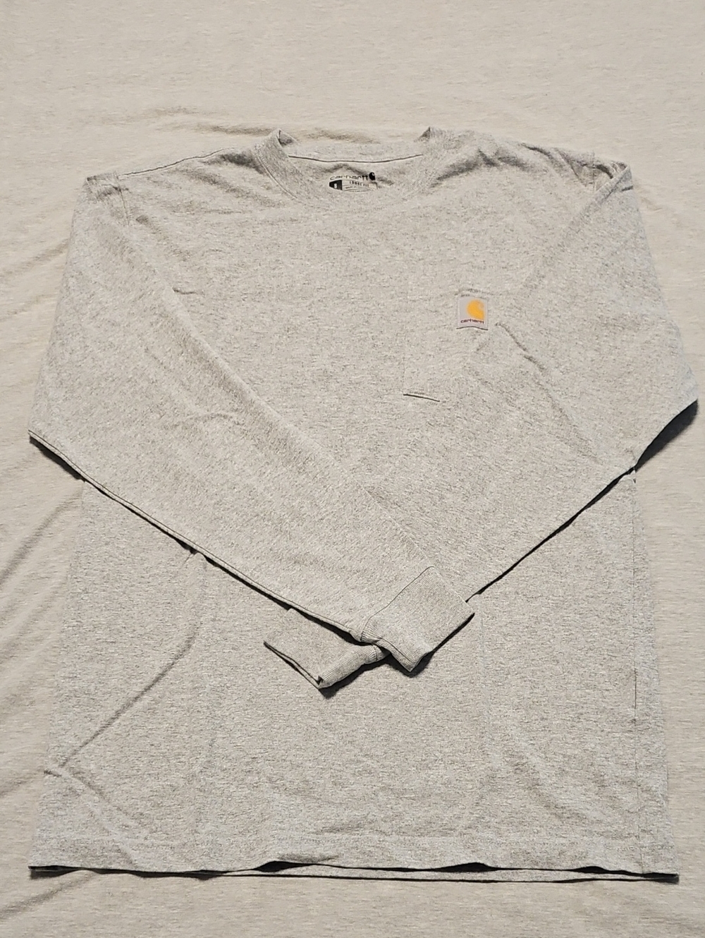 Carhartt Light Gray Long Sleeve Pocket Tee with Logo Patch